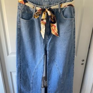 SHEIN wide leg Jean with scarf belt